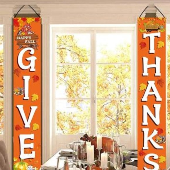 Thanksgiving Signs Banners Fall Decor Front Door Decorations Outdoor Porch Set - Picture 4 of 6